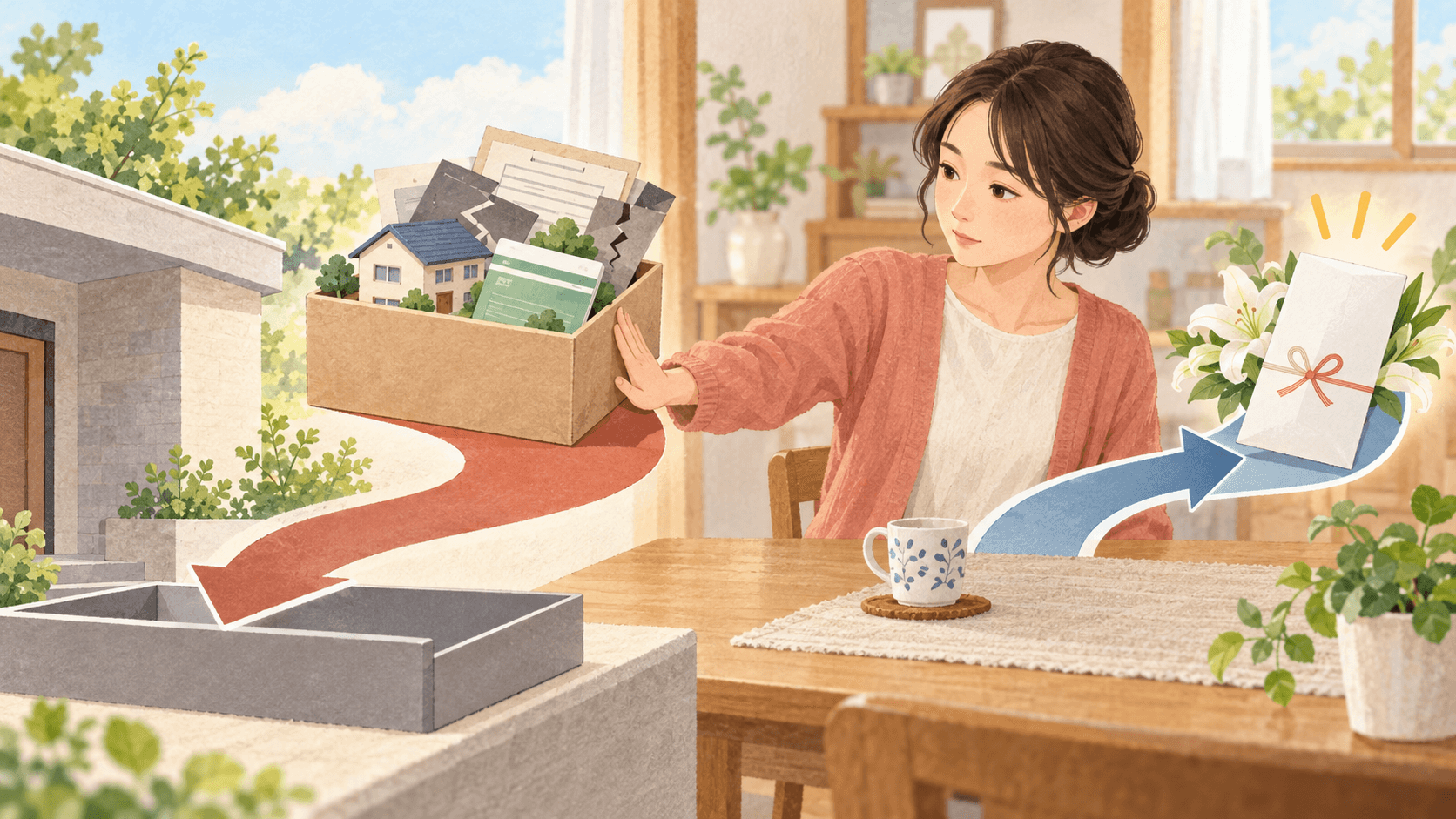 相続財産を放棄する手続きと別に受け取る生命保険金の扱いを二つの経路で表したイラスト