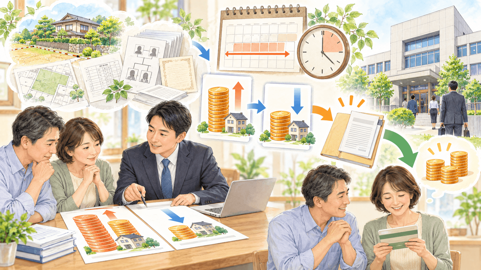 相続税の払い過ぎを見直し期限内に更正の請求をして還付を受けるイラスト