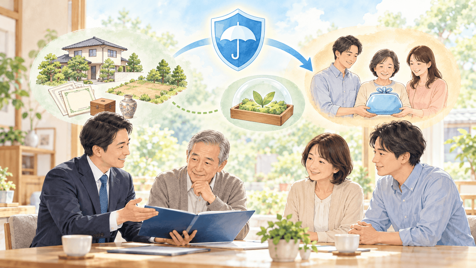 生命保険の契約と死亡保険金の受取人を確認し家族の納税資金に備えるイラスト