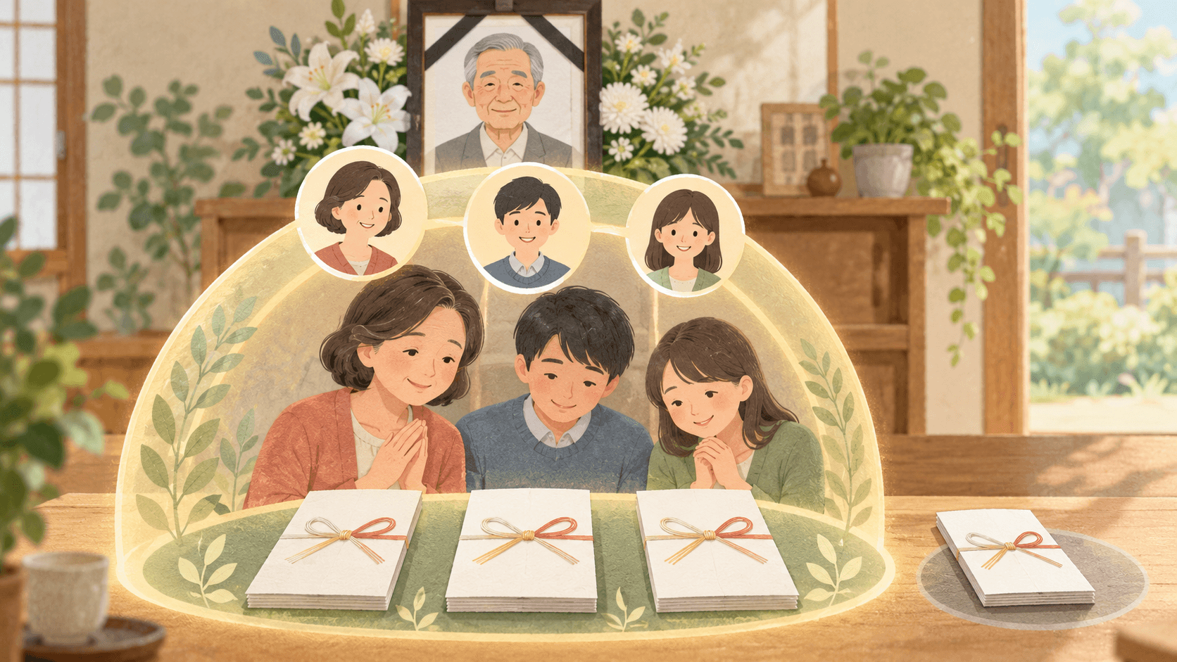 配偶者と子どもの人数に応じて生命保険金の一部が非課税枠で守られるイラスト